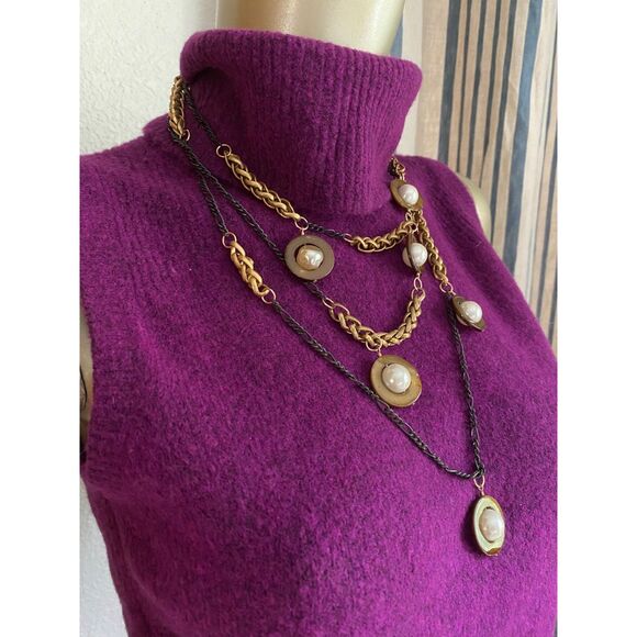 EUC Subversive for Target Tiered Beaded Mixed Chain Metals Necklace - Picture 1 of 4